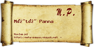 Máté Panna névjegykártya